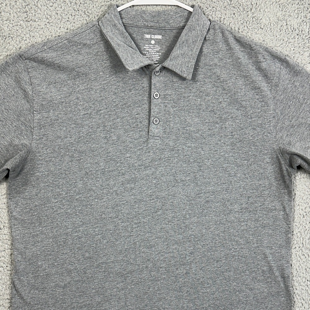 True Classic Shirt Golf Polo Mens XL Gray Short Sleeve Rugby Performance Outdoor